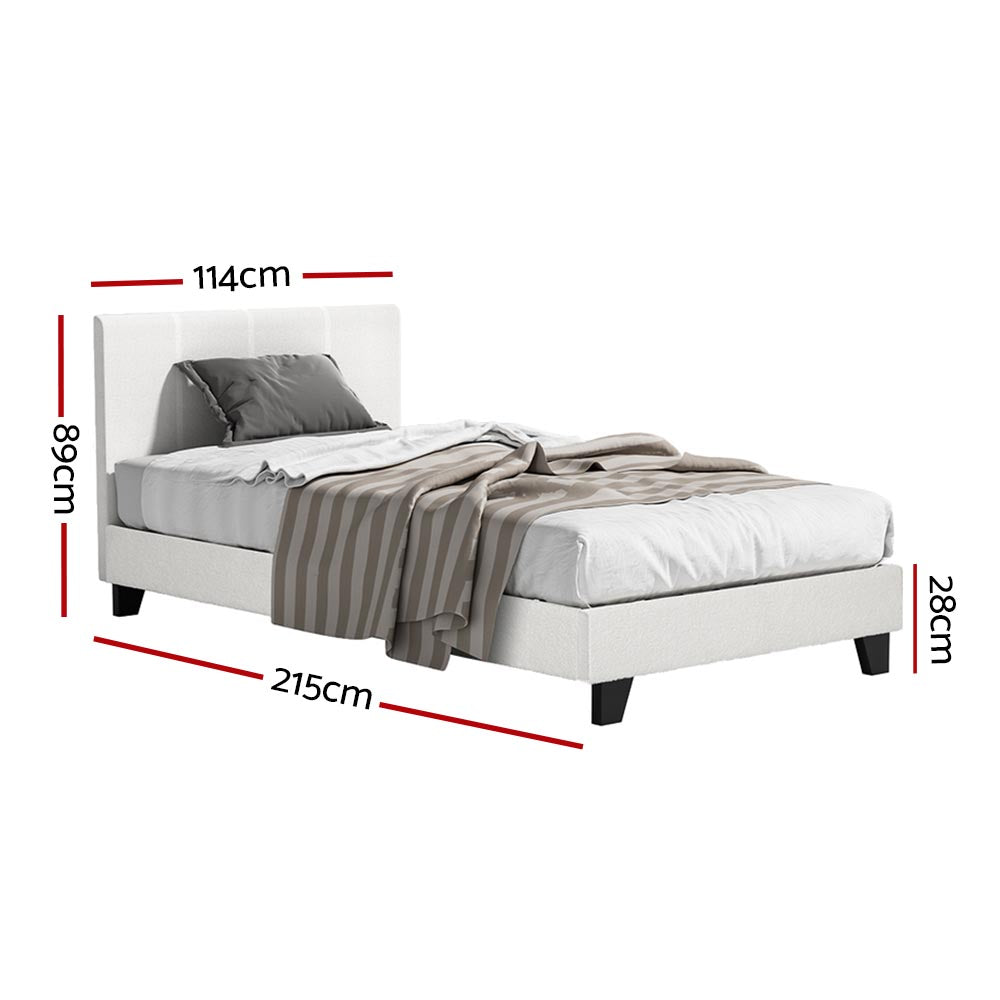 Aurora King Single Bouclé Bed Frame – Neutral