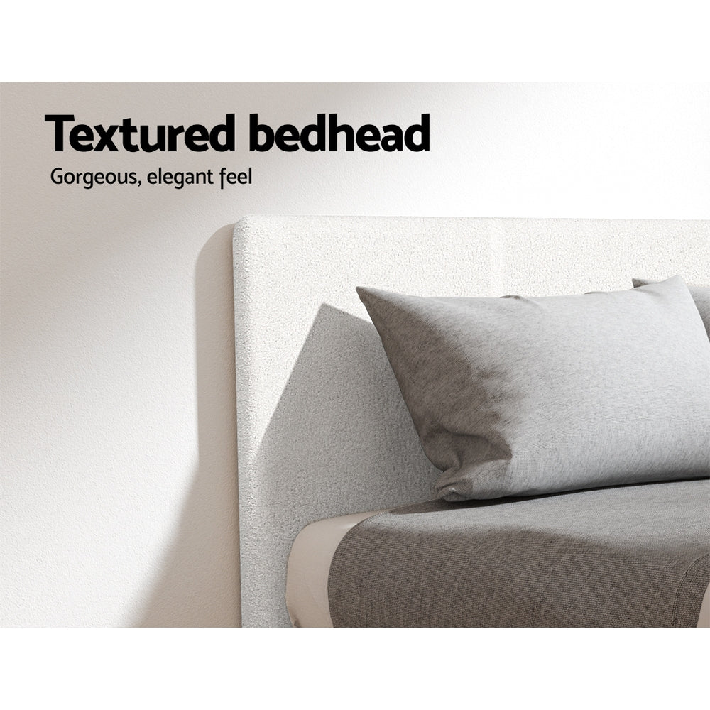 Aurora King Single Bouclé Bed Frame – Neutral