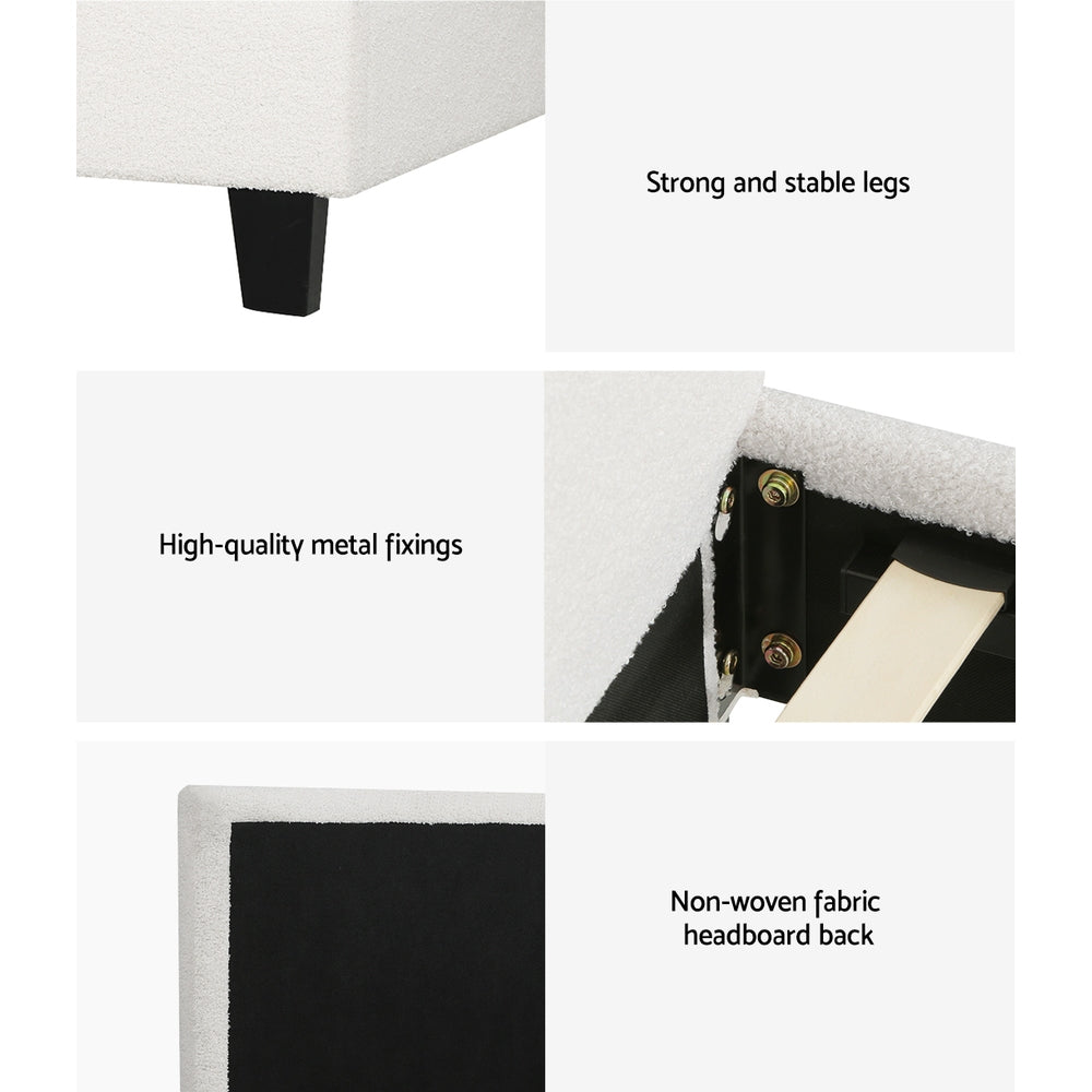 Aurora King Single Bouclé Bed Frame – Neutral