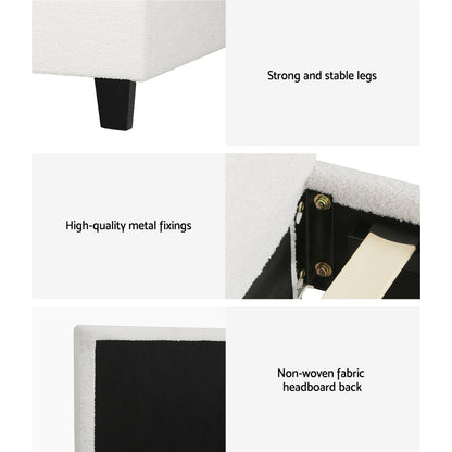 Aurora King Single Bouclé Bed Frame – Neutral