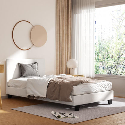Aurora King Single Bouclé Bed Frame – Neutral