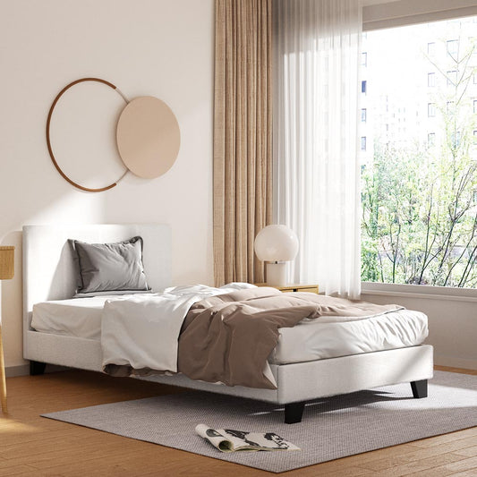 Aurora King Single Bouclé Bed Frame – Neutral