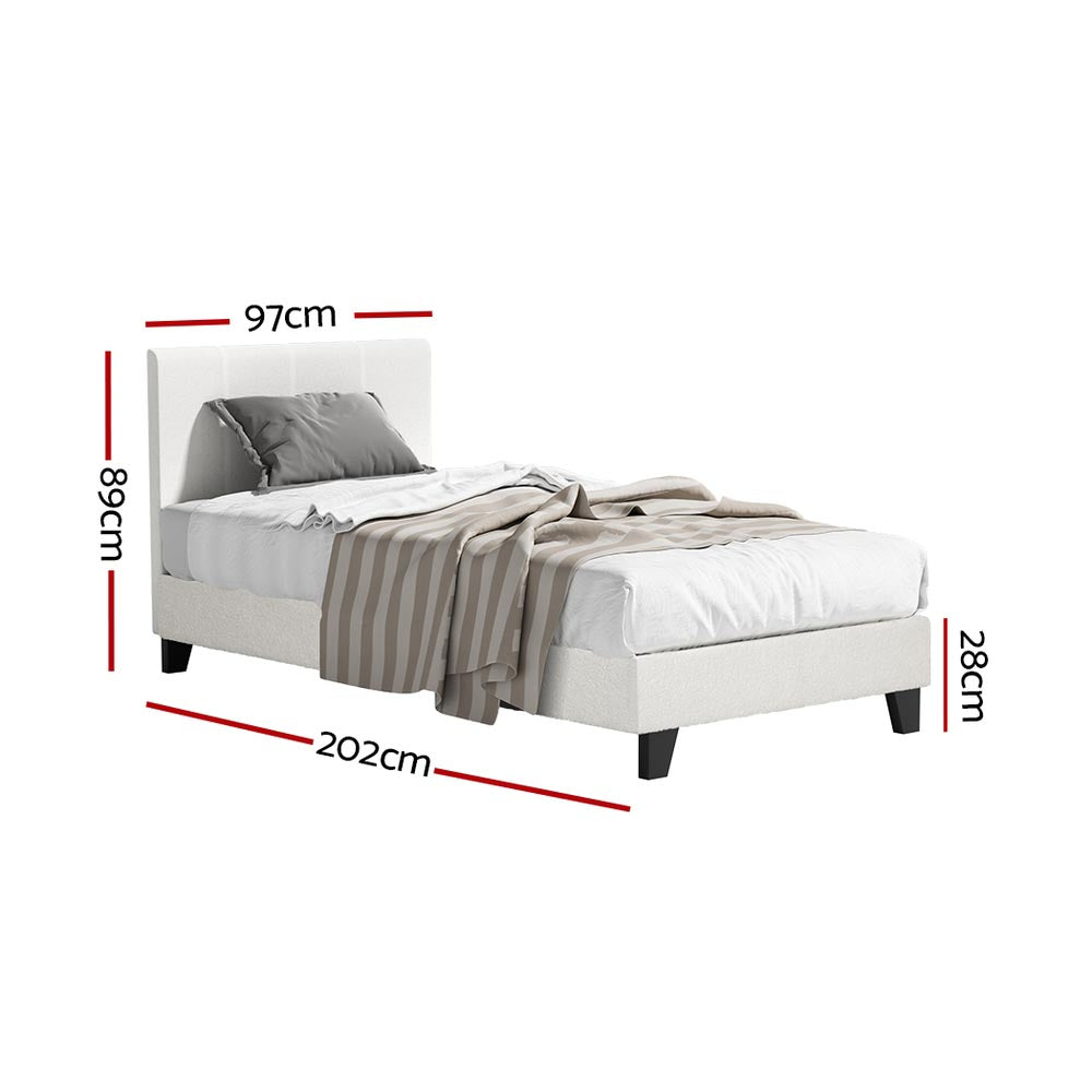 Neo Single Boucle Bed Frame – Cream