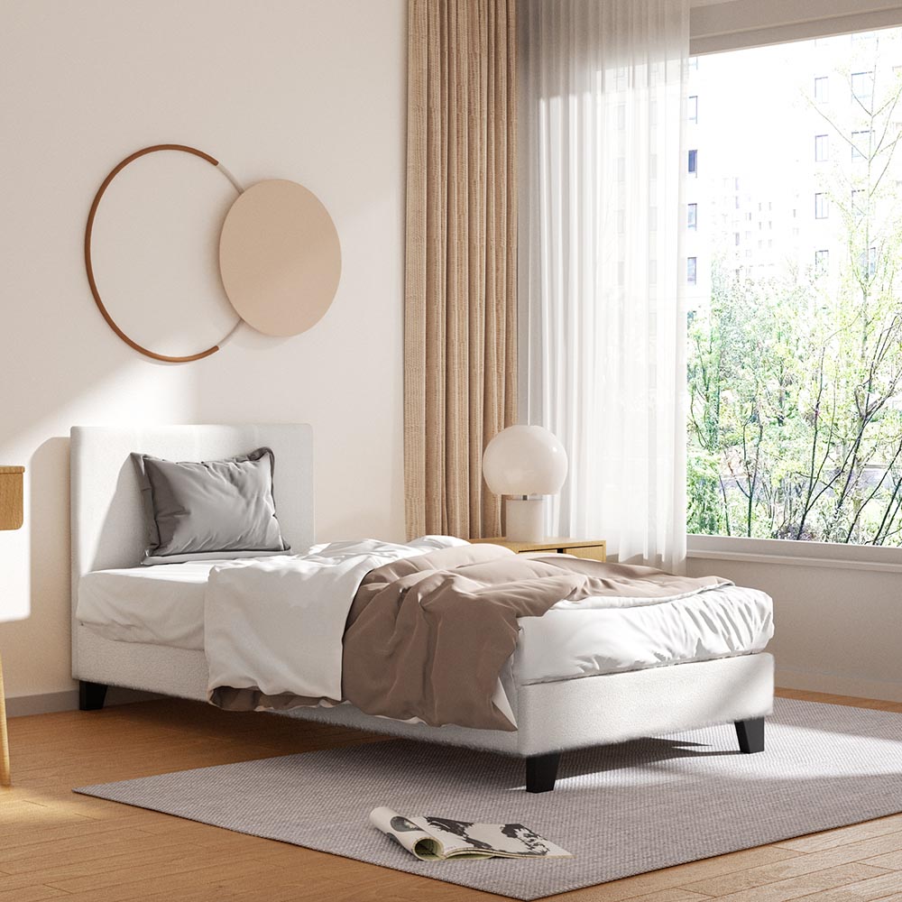 Neo Single Boucle Bed Frame – Cream