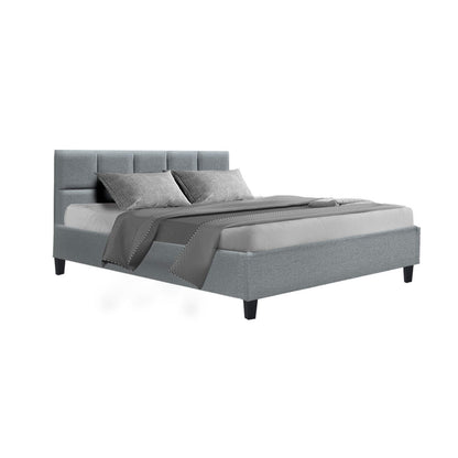Marlow Queen Faux Linen Bed Frame – Grey