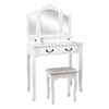 Hunter Provincial Dressing Table Set with Mirror & Stool – White Finish