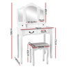 Hunter Provincial Dressing Table Set with Mirror & Stool – White Finish