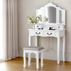 Hunter Provincial Dressing Table Set with Mirror & Stool – White Finish