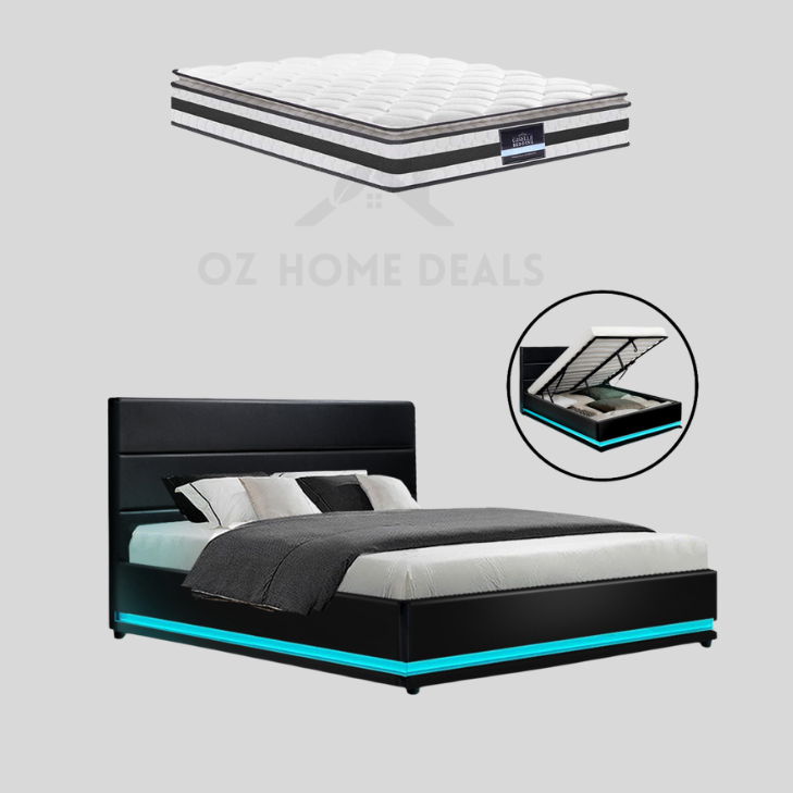 Double Package – LUMI Gas Lift Bed Frame + Coastline Double Mattress