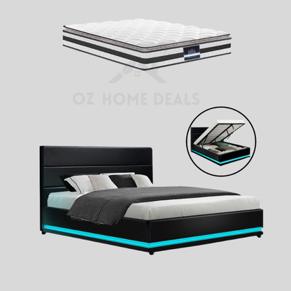 Double Package – LUMI Gas Lift Bed Frame + Coastline Double Mattress