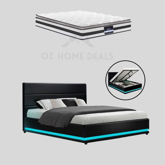 Double Package – LUMI Gas Lift Bed Frame + Coastline Double Mattress