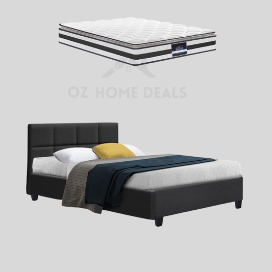 Double Bed Frame & Mattress Bundle – Tino Double Bed Frame + Coastline Pillow Top Mattress