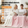 Giselle Electric Throw Rug Double Size 200x180cm Fleece Flannel Heated Blanket Pink