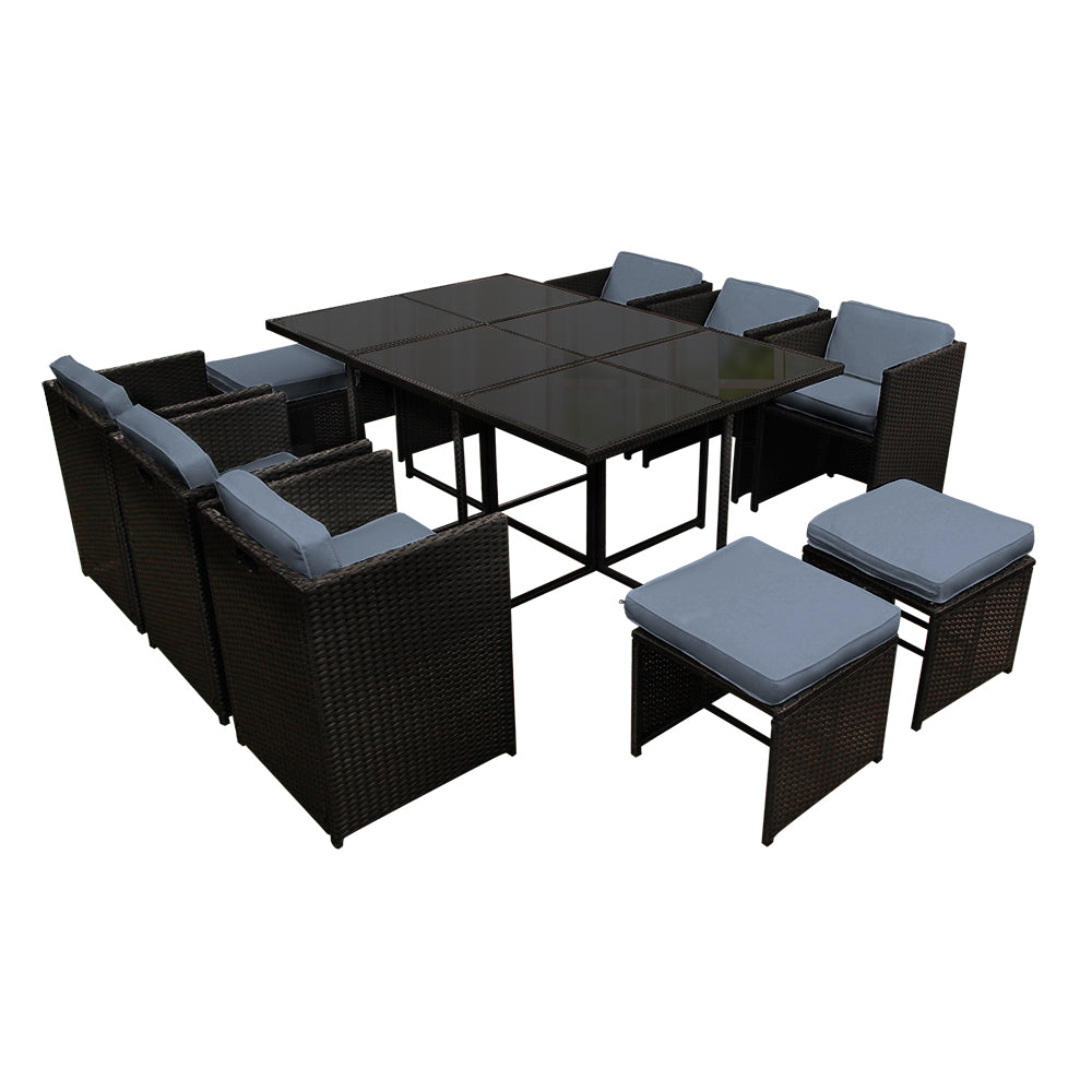 10-Seater Outdoor Dining Set - Black