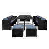 10-Seater Outdoor Dining Set - Black