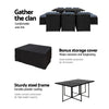 10-Seater Outdoor Dining Set - Black
