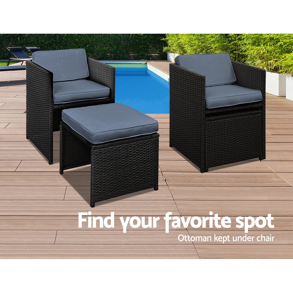 10-Seater Outdoor Dining Set - Black