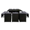 10-Seater Outdoor Dining Set - Black