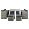 10-Seater Wicker Outdoor Dining Set - Grey