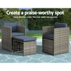 10-Seater Wicker Outdoor Dining Set - Grey
