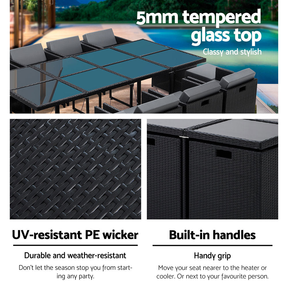 13-Piece Outdoor Dining Set - Charcoal
