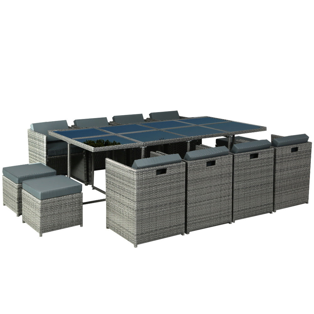 12-Seater Outdoor Dining Set - Grey