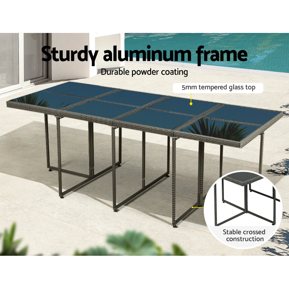 12-Seater Outdoor Dining Set - Grey