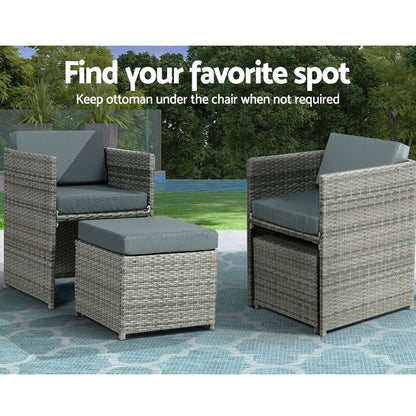 12-Seater Outdoor Dining Set - Grey