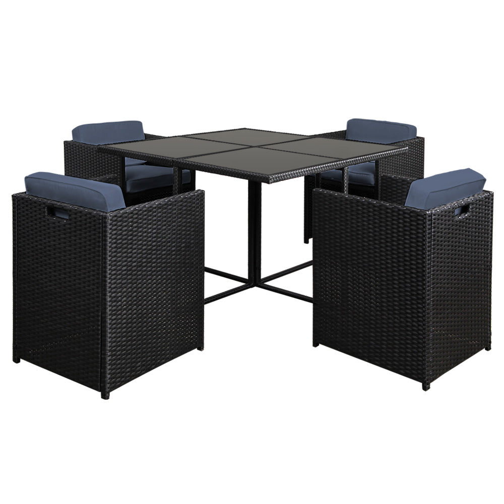 5-Seater Outdoor Dining Set - Black