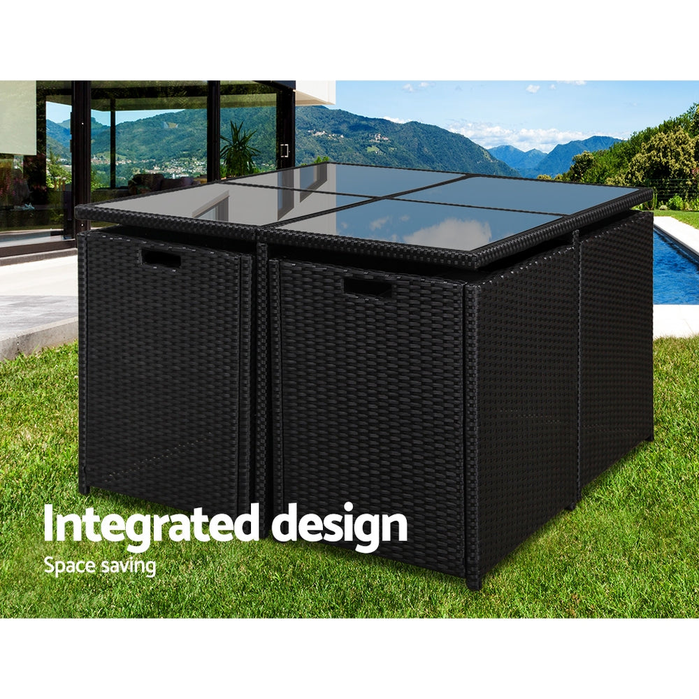 5-Seater Outdoor Dining Set - Black