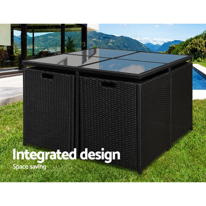 5-Seater Outdoor Dining Set - Black