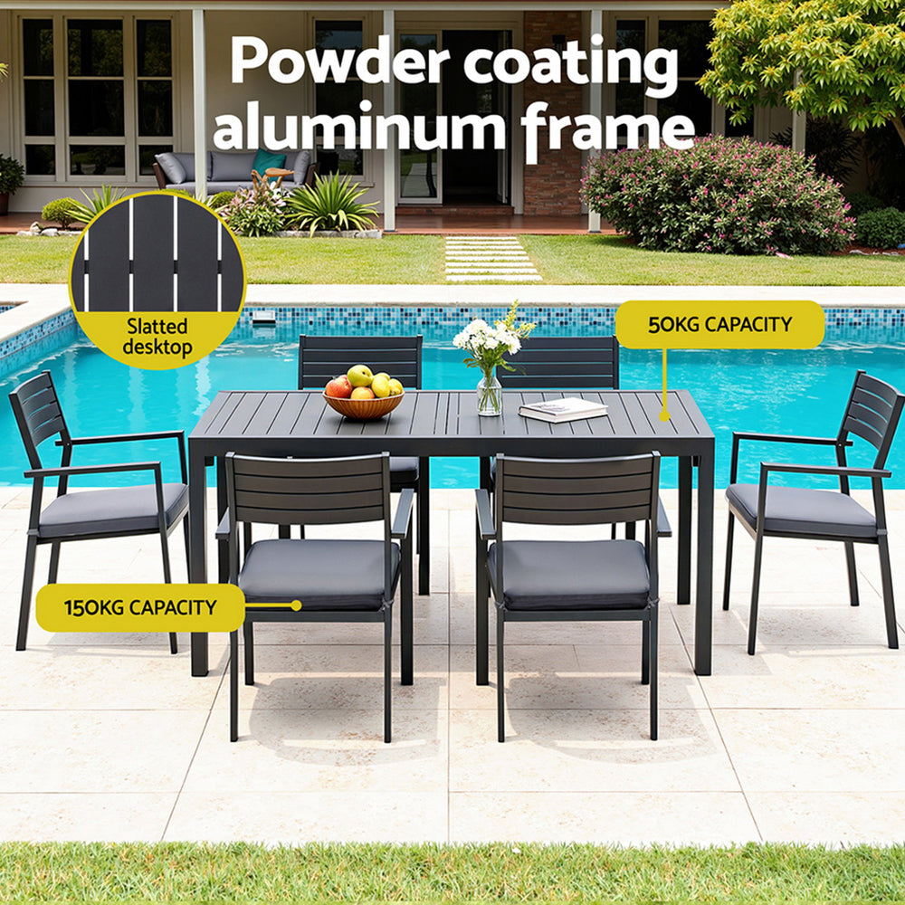 9-Piece Aluminum Extendable Outdoor Dining Set - Black
