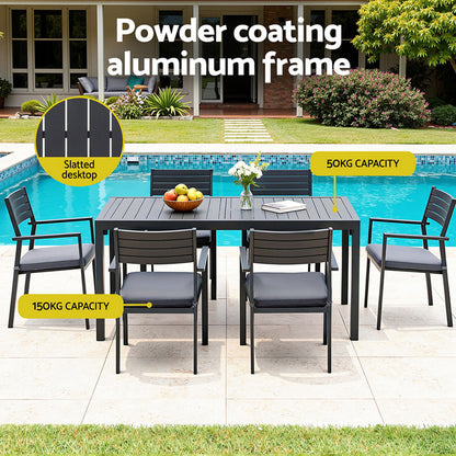 9-Piece Aluminum Extendable Outdoor Dining Set - Black