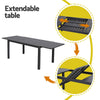 9-Piece Aluminum Extendable Outdoor Dining Set - Black