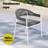 9-Piece Outdoor Rope Dining Set - White