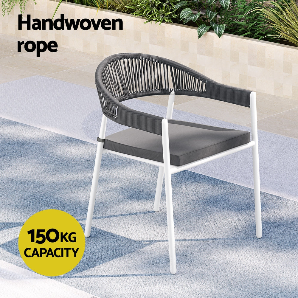 9-Piece Outdoor Rope Dining Set - White