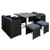 8-Seater Outdoor Wicker Dining Set – Black