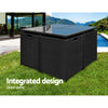 8-Seater Outdoor Wicker Dining Set – Black