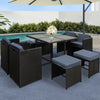 8-Seater Outdoor Wicker Dining Set – Black