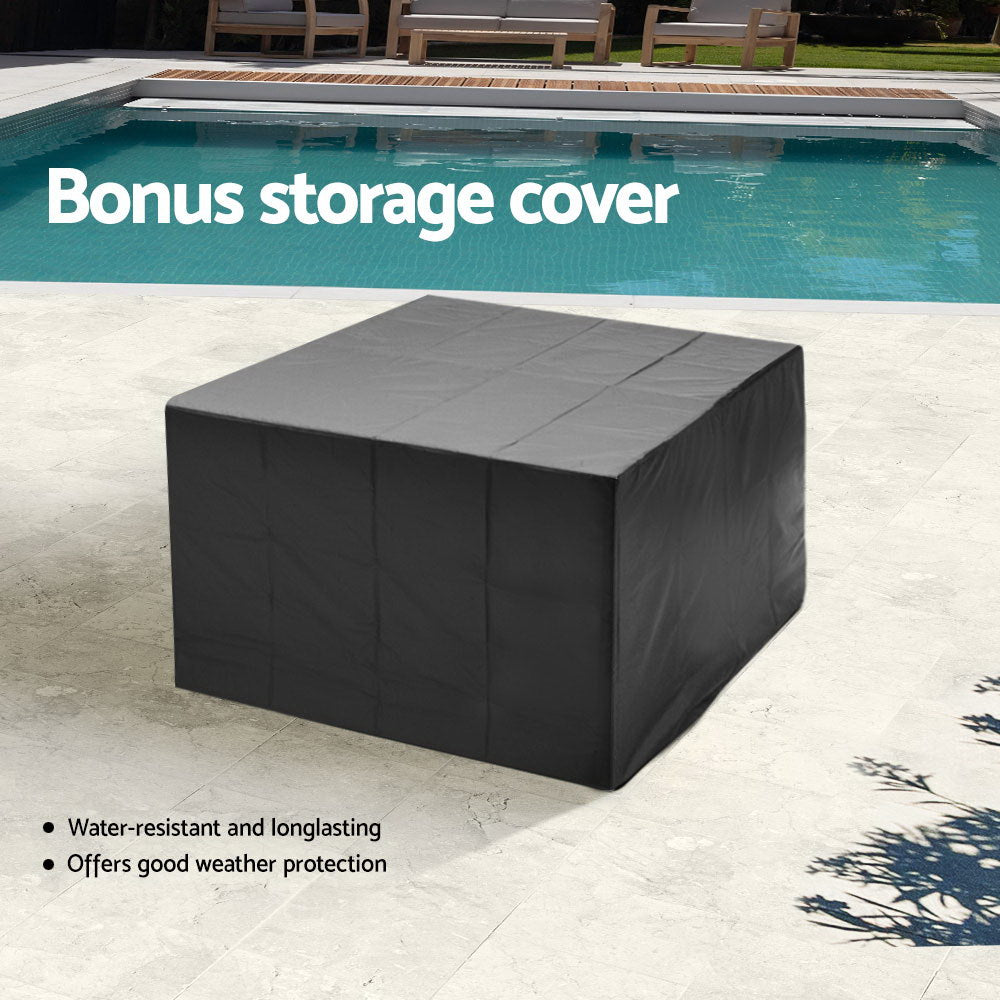 9-Piece Outdoor Wicker Dining Set - Grey