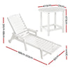 Gardeon Sun Lounge Lounger Beach Chair HDPE Patio Outdoor Furniture with Wheels White