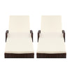 Gardeon 2PC Sun Lounge Wicker Lounger Outdoor Furniture Beach Chair Patio Adjustable Cushion Brown