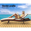 Gardeon 2PC Sun Lounge Wicker Lounger Outdoor Furniture Beach Chair Patio Adjustable Cushion Brown