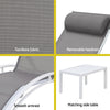 Gardeon 3PC Sun Lounge Outdoor Lounger Table Chairs Steel Patio Furniture Garden