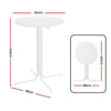 Gardeon Outdoor Bar Table Round Folding Desk Top 109cm Patio Furniture White