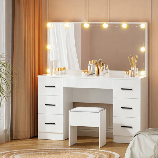 Gold Coast Hollywood LED Dressing Table Set with Mirror & Stool