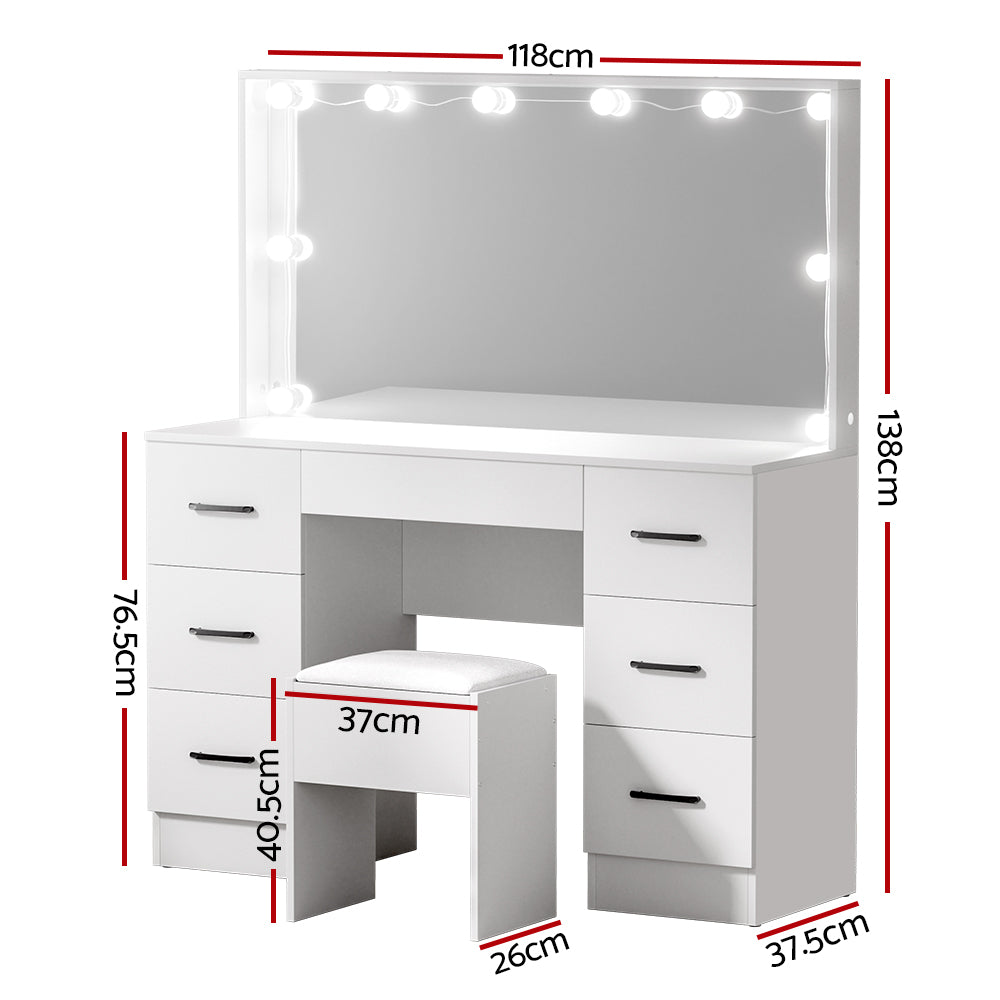 Gold Coast Hollywood LED Dressing Table Set with Mirror & Stool