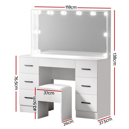 Gold Coast Hollywood LED Dressing Table Set with Mirror & Stool