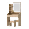 OZ LED Dressing Table Set with Mirror & Stool – Wood Finish