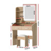 OZ LED Dressing Table Set with Mirror & Stool – Wood Finish